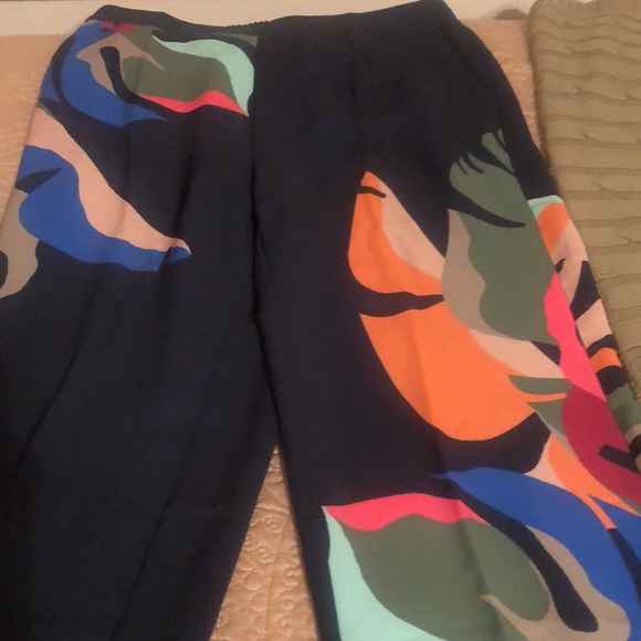 Chicos Tropical Pants. Navy with Bright Tropical Design! - Picture 5 of 6